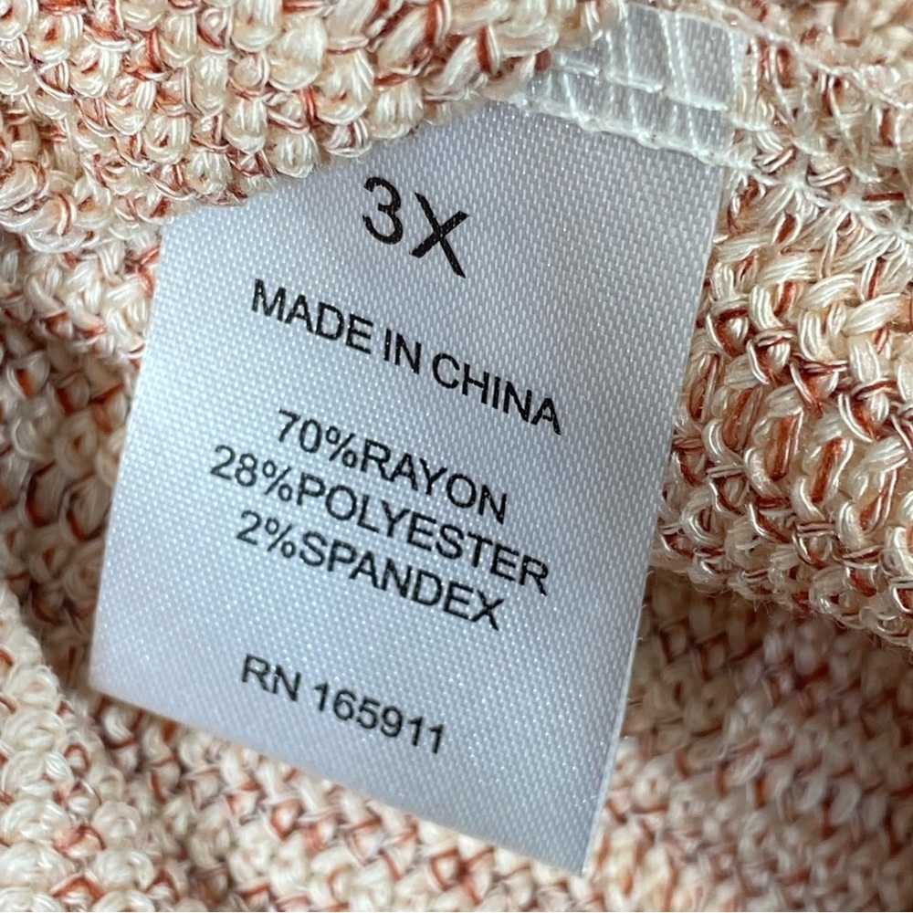 Grace + Karma Rib Top Women's 3X Rust Cream Striped V Neck Short Sleeve NWT - Picture 7 of 10